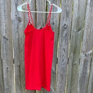 Basic Editions Red Slip Mini Dress Spaghetti Strap